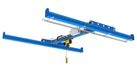 overhead crane for transporting goods in production halls