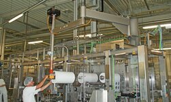Gelenkdrehkran und Elektrokettenzug rostbeständig in Lebensmittelindustrie