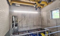 Höhenoptimierter Deckenkran für die Wartung von Turbine in Kraftwerk
