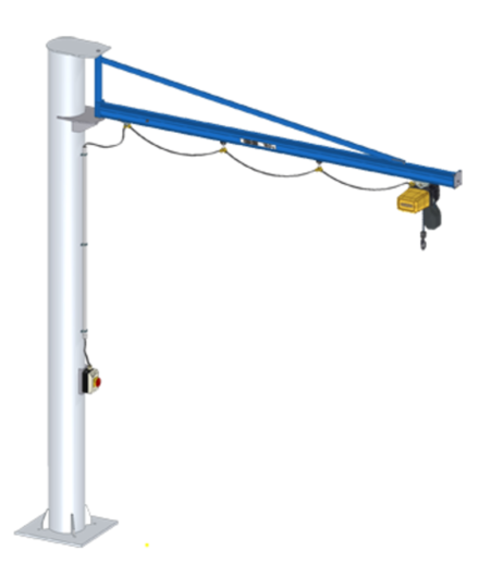 Potence pivotante sur colonne GISKB Grue pivotante GISKB avec palan électrique à chaîne pour la manutention de marchandises à l'échelle d'une zone